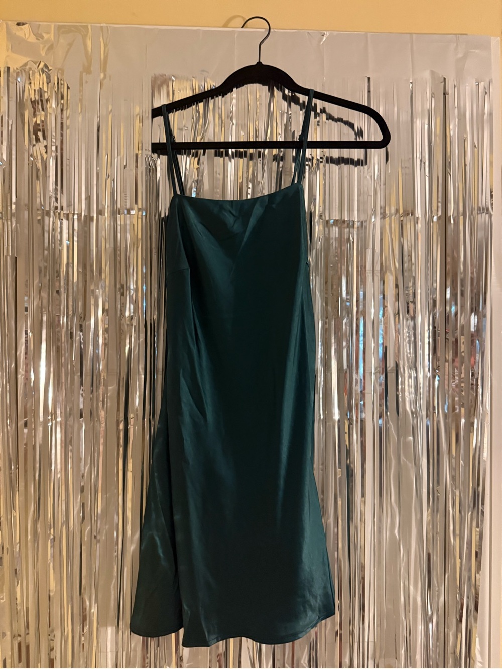 Lulu's Teal Satin Slip Mini Dress with bow in the back